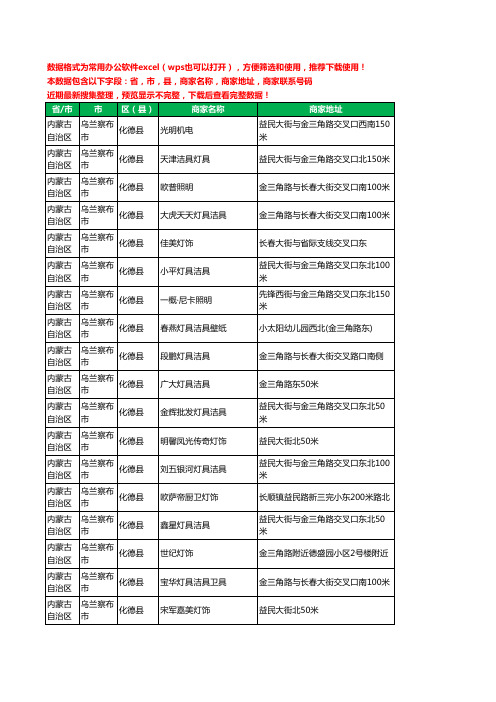 2020新版内蒙古自治区乌兰察布市化德县照明工商企业公司商家名录名单黄页联系电话号码地址大全20家