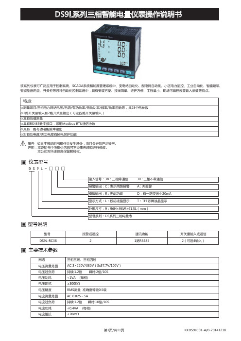 DS9L系列三相智能电量仪表操作说明书