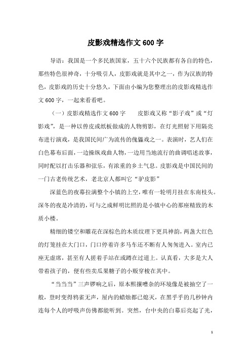 皮影戏精选作文600字