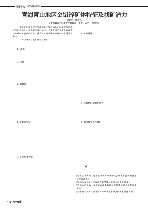 青海青山地区金铅锌矿体特征及找矿潜力