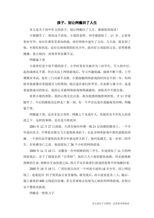 孩子,别让网瘾回了人生_初中作文