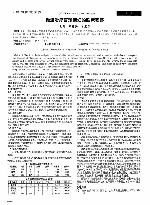 微波治疗宫颈糜烂的临床观察