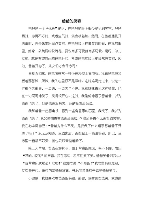 初二作文：爸爸的笑容作文800字