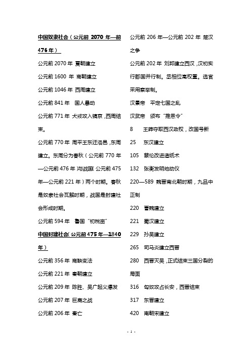 大事年表