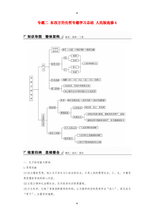 高中历史 专题二 东西方的先哲专题学习总结 人民版选修4