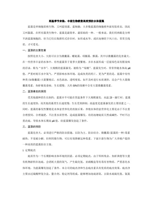 蓝藻爆发季,丰甜生物教您出招