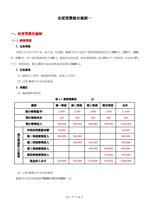 全面预算综合案例一