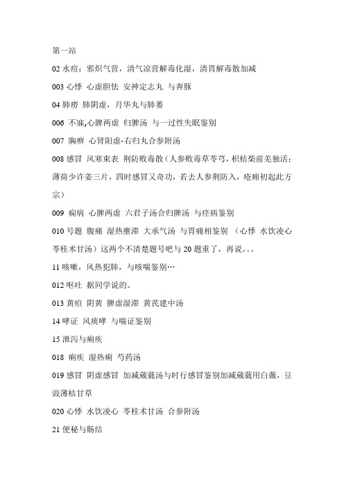 中医执业医师实践技能测验考试真题回忆