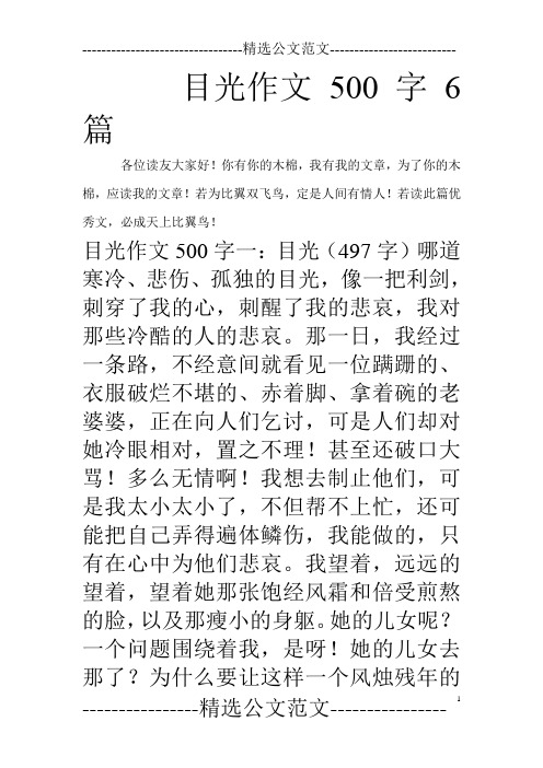 目光作文500字6篇