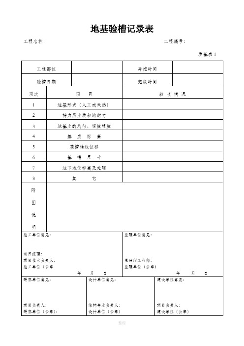 地基验槽记录表格