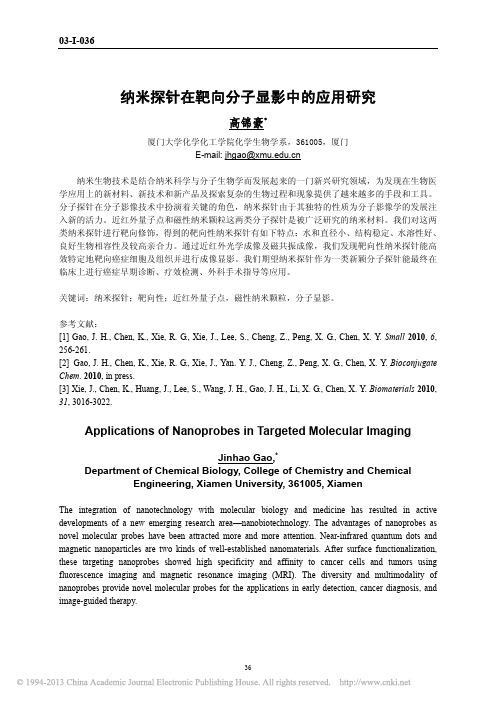 纳米探针在靶向分子显影中的应用研究