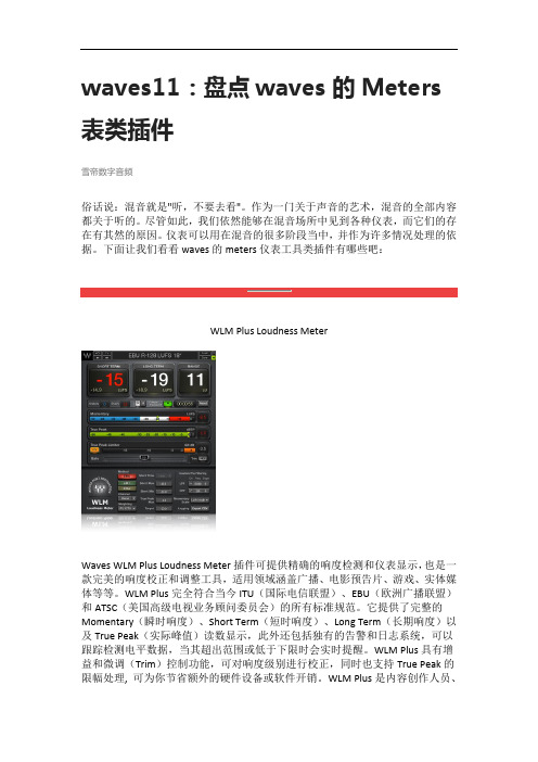 waves11：盘点waves的Meters表类插件