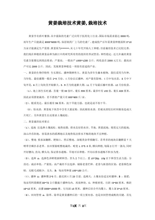 黄姜栽培技术黄姜,栽培技术