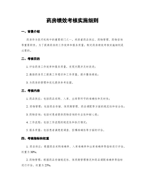 药房绩效考核实施细则