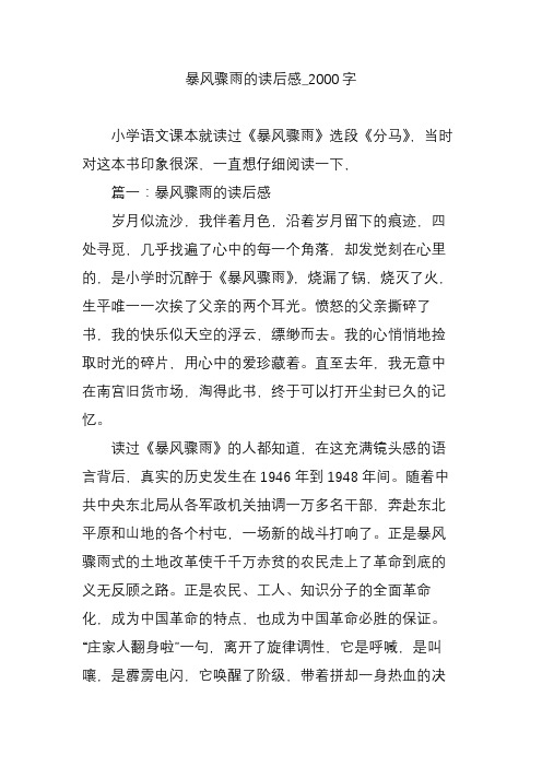 暴风骤雨的读后感_2000字