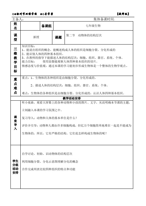 动物体结构层次2