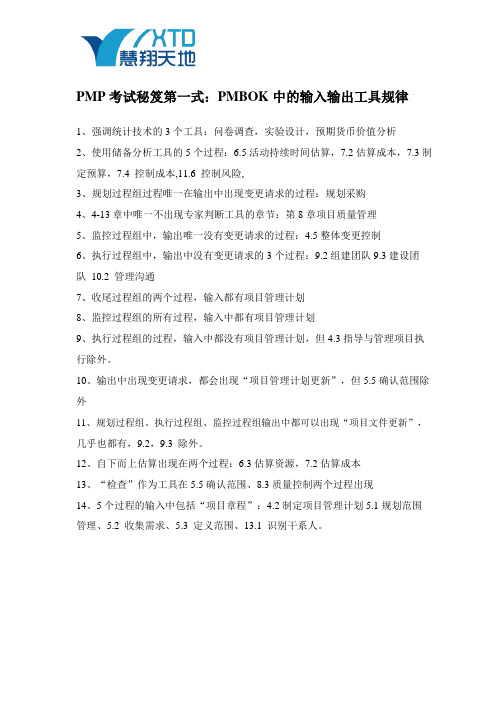 PMP 考试秘笈：PMBOK 中的输入输出工具规律