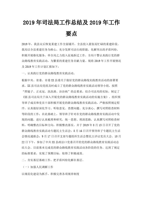 最新-2019年司法局工作总结及2019年工作要点 精品