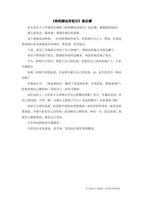 《你的脚边有钻石》读后感_六年级读后感