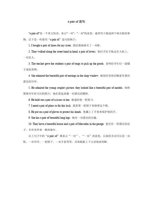 a pair of造句简单