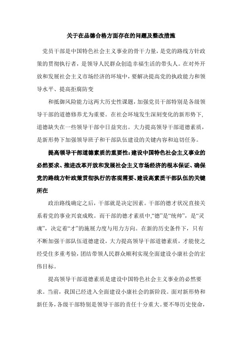 关于在品德合格方面存在的问题及整改措施