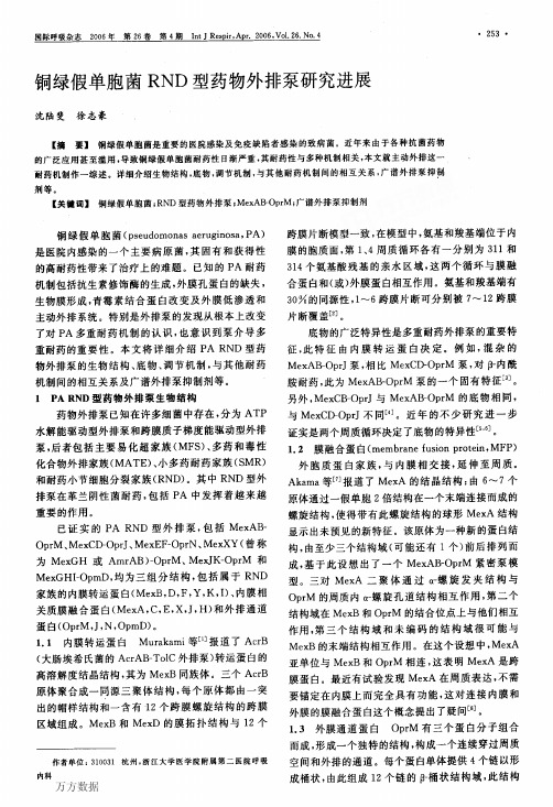 铜绿假单胞菌RND型药物外排泵研究进展