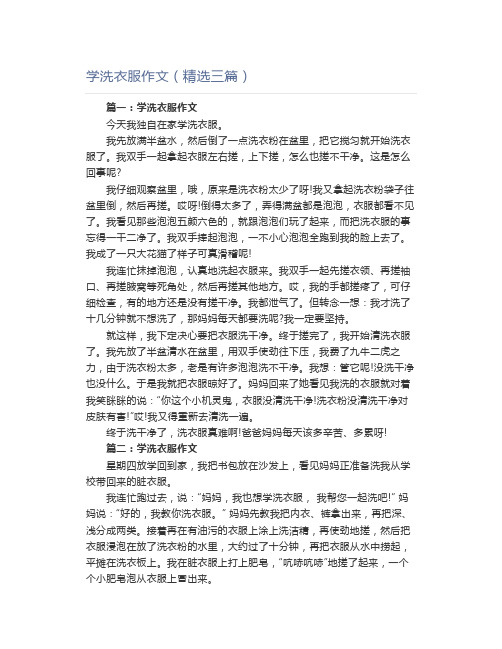 学洗衣服作文(精选三篇)