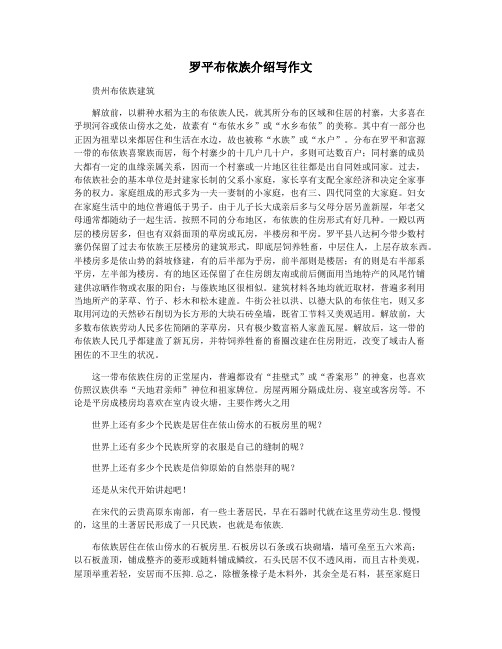 罗平布依族介绍写作文