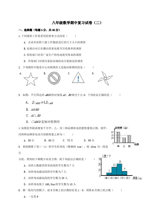 江苏省东海县初级中学八年级下学期数学期中复习试卷(二)(无答案)
