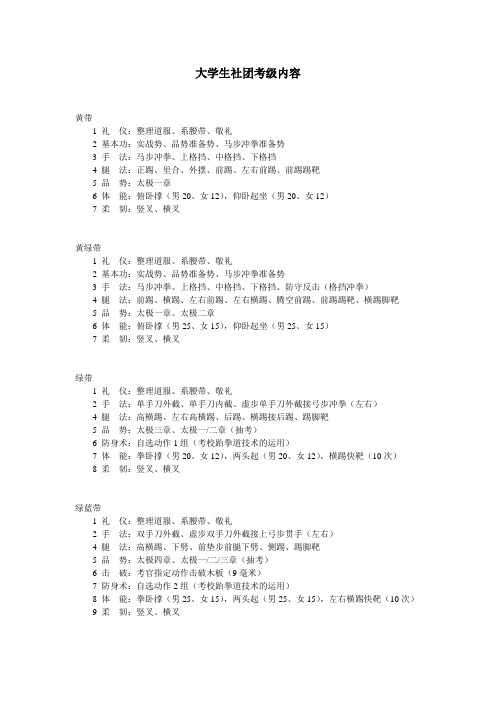 大学生社团跆拳道考级内容