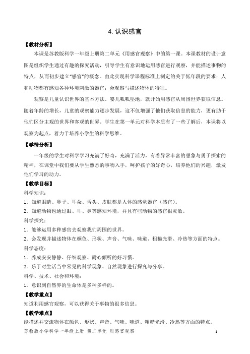 苏教版小学科学一年级上册第二单元4.认识感官 (6)