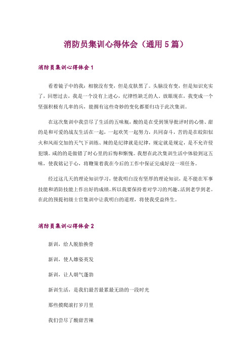 消防员集训心得体会(通用5篇)