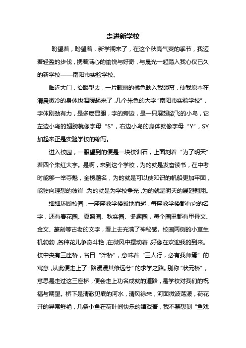 初一作文：走进新学校作文800字