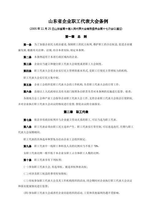 山东省企业职工代表大会条例