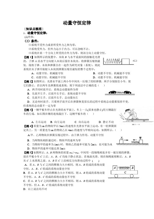 动量守恒及应用(经典)