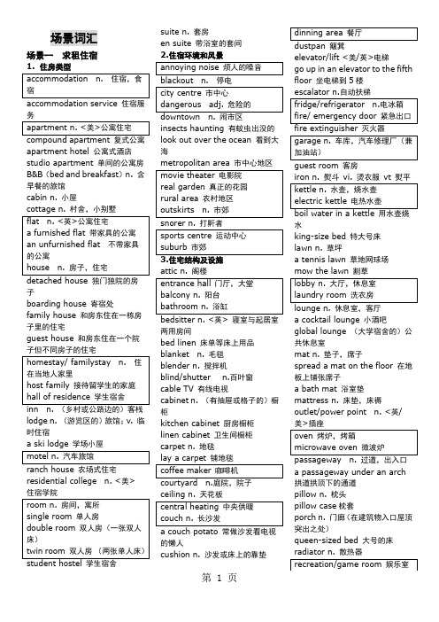 雅思听力词汇场景词汇补充词汇高频词汇14页word文档