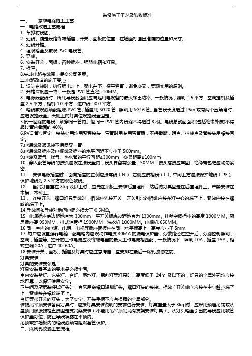 装修施工工艺及验收标准