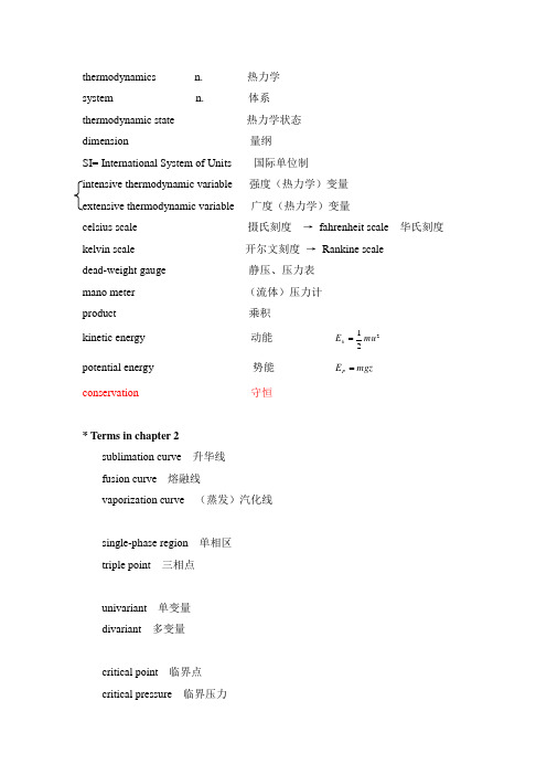 化工热力学单词表