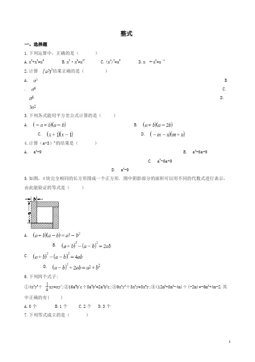 2018年中考数学专题复习卷：整式(含解析)
