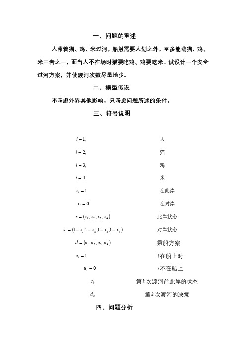人猫鸡米过河问题