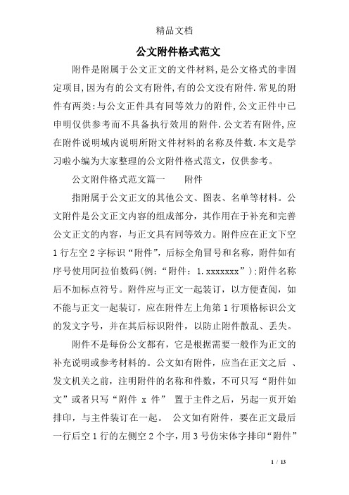 公文附件格式范文