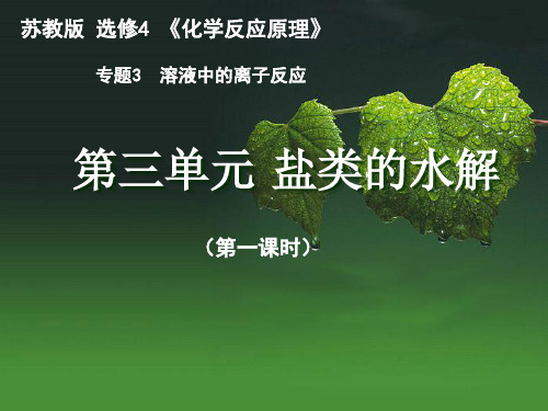 苏教化学选修 化学反应原理专题3 第三单元盐 类 的 水 解第一课时(共22张PPT)