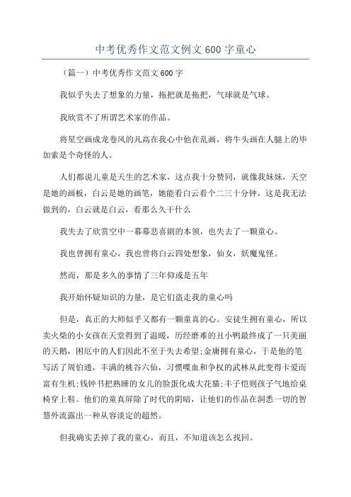 中考优秀作文范文例文600字童心