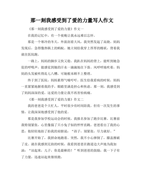 那一刻我感受到了爱的力量写人作文