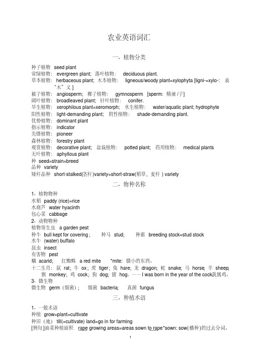 农业英语词汇
