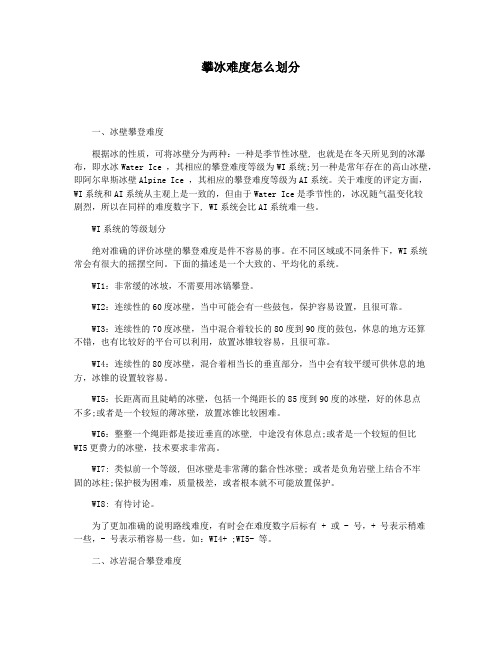 攀冰难度怎么划分