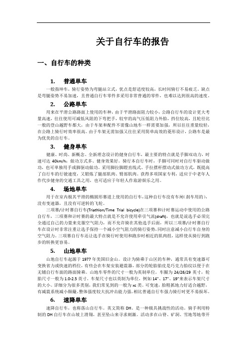 关于自行车的报告
