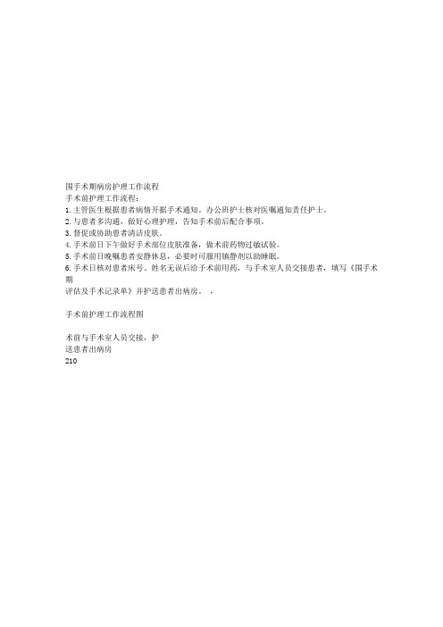 围手术期病房护理工作流程