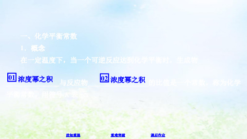 2020届高考化学一轮复习化学平衡常数化学反应进行的方向PPT课件(51张)