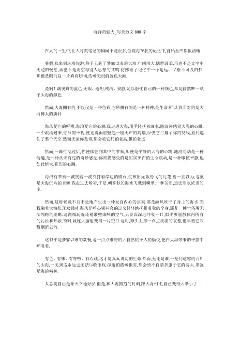初中作文：海洋的魅力_写景散文800字